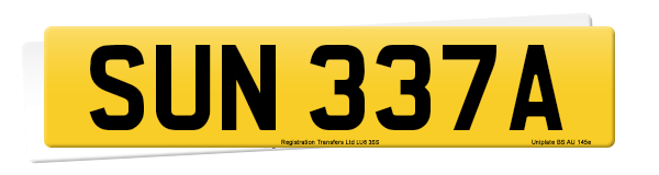 Registration number SUN 337A